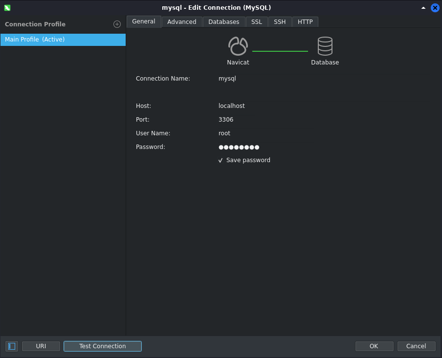 Navicat测试MySQL连接